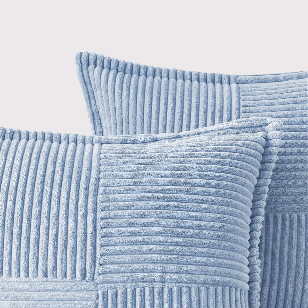 MIULEE Decorative Throw Pillow Covers for Couch Bed Livingroom 20x20 Inch Set of 2 Light Blue Boho Accent Throw Pllows Broadside Striped…
