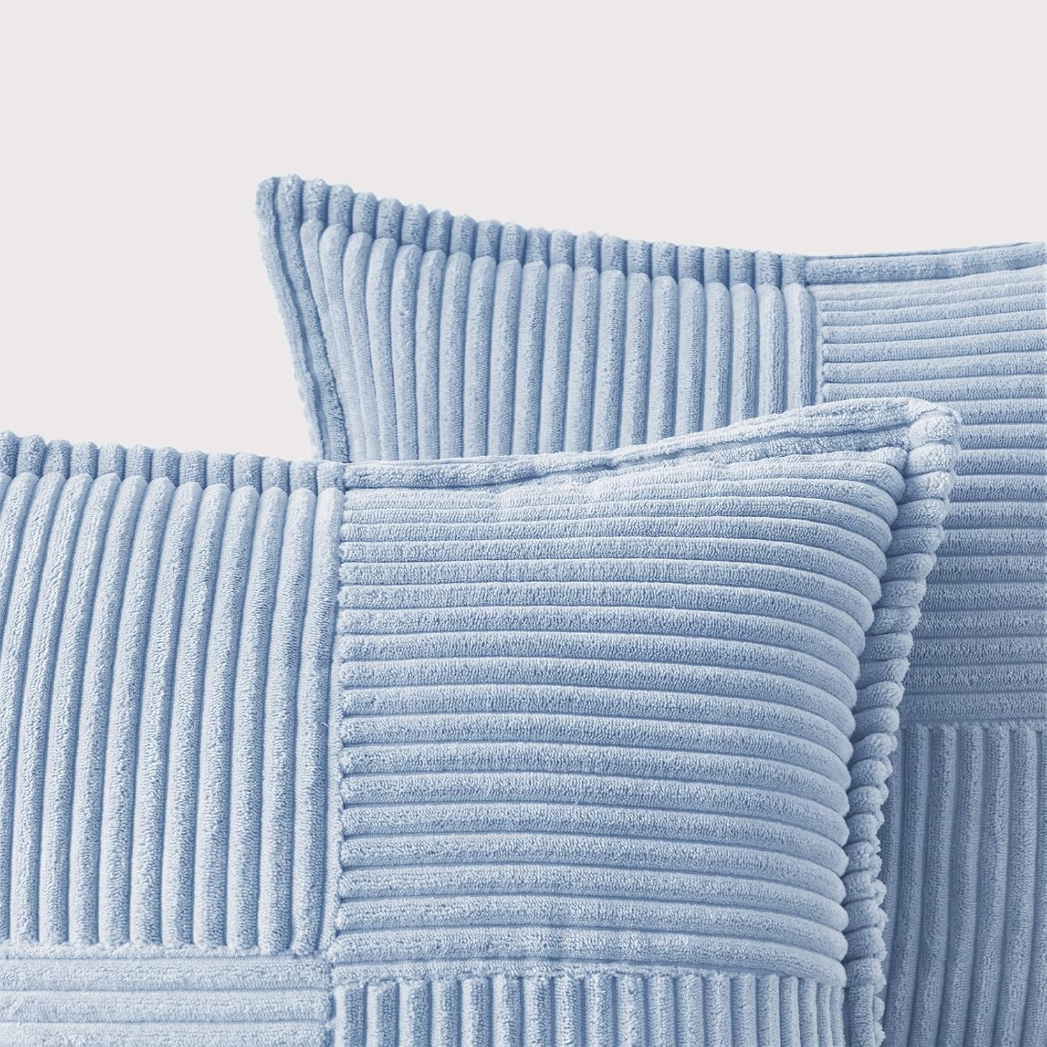 MIULEE Decorative Throw Pillow Covers for Couch Bed Livingroom 20x20 Inch Set of 2 Light Blue Boho Accent Throw Pllows Broadside Striped…