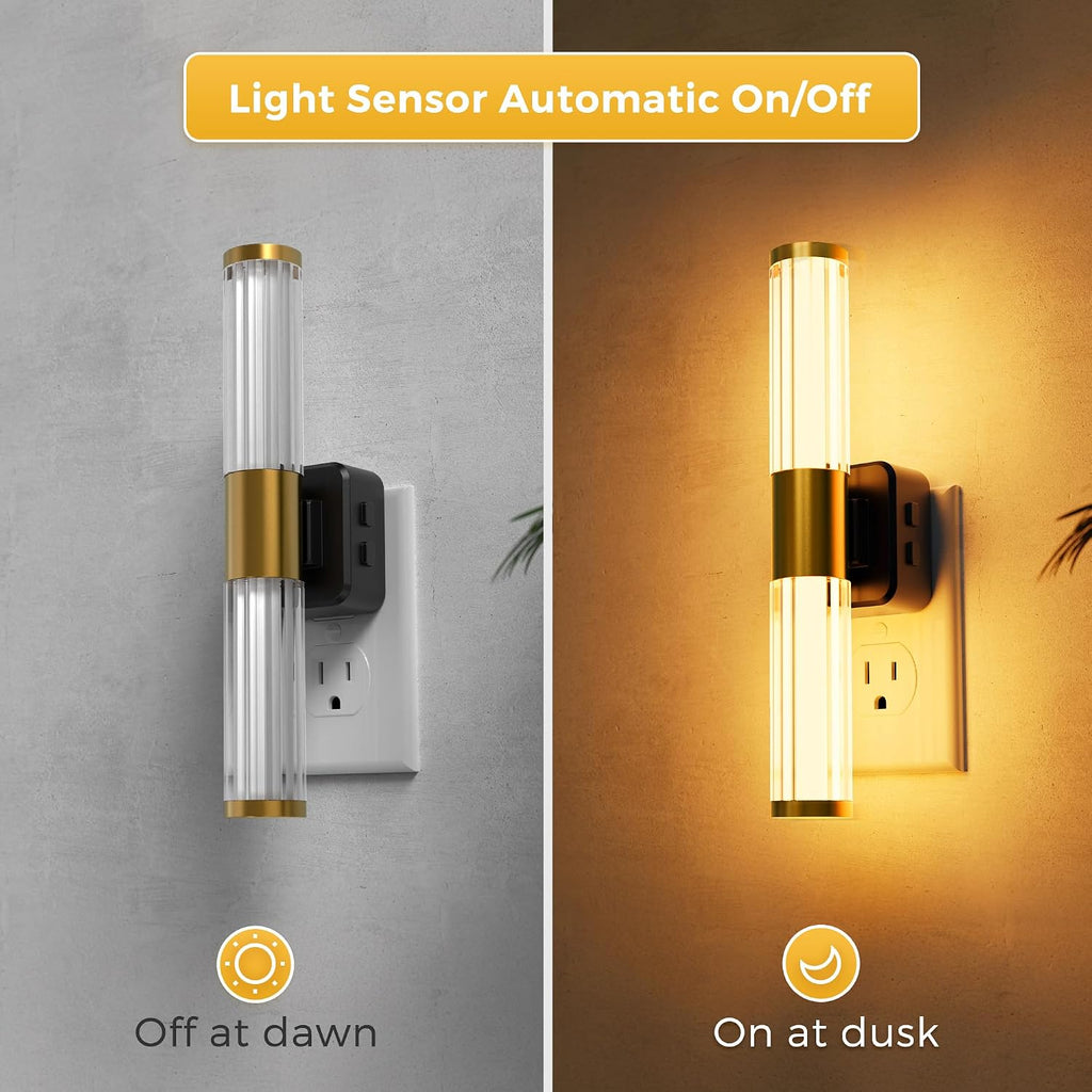 L LOHAS LED Night Lights Plug into Wall, RGB Color Changing Night Light for Kids, Acrylic Rotating Nightlight Dimmable with Light Sensor…