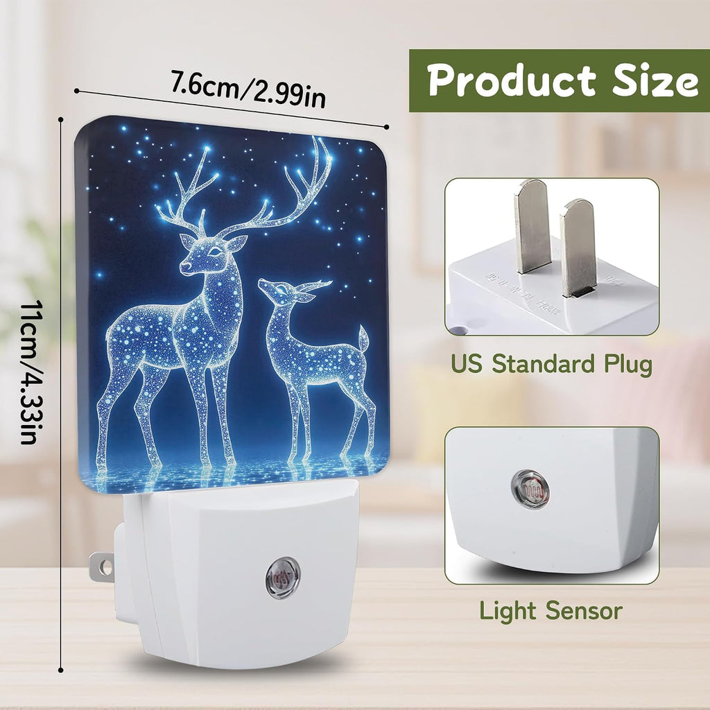 Night Light, Christmas Reindeer Night Lights Plug into Wall for Bedroom Bathroom Hallway Kitchen, Dusk to Dawn Sensor Decorative Gift for…