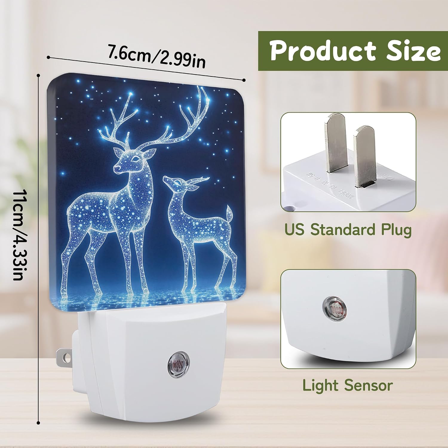 Night Light, Christmas Reindeer Night Lights Plug into Wall for Bedroom Bathroom Hallway Kitchen, Dusk to Dawn Sensor Decorative Gift for…