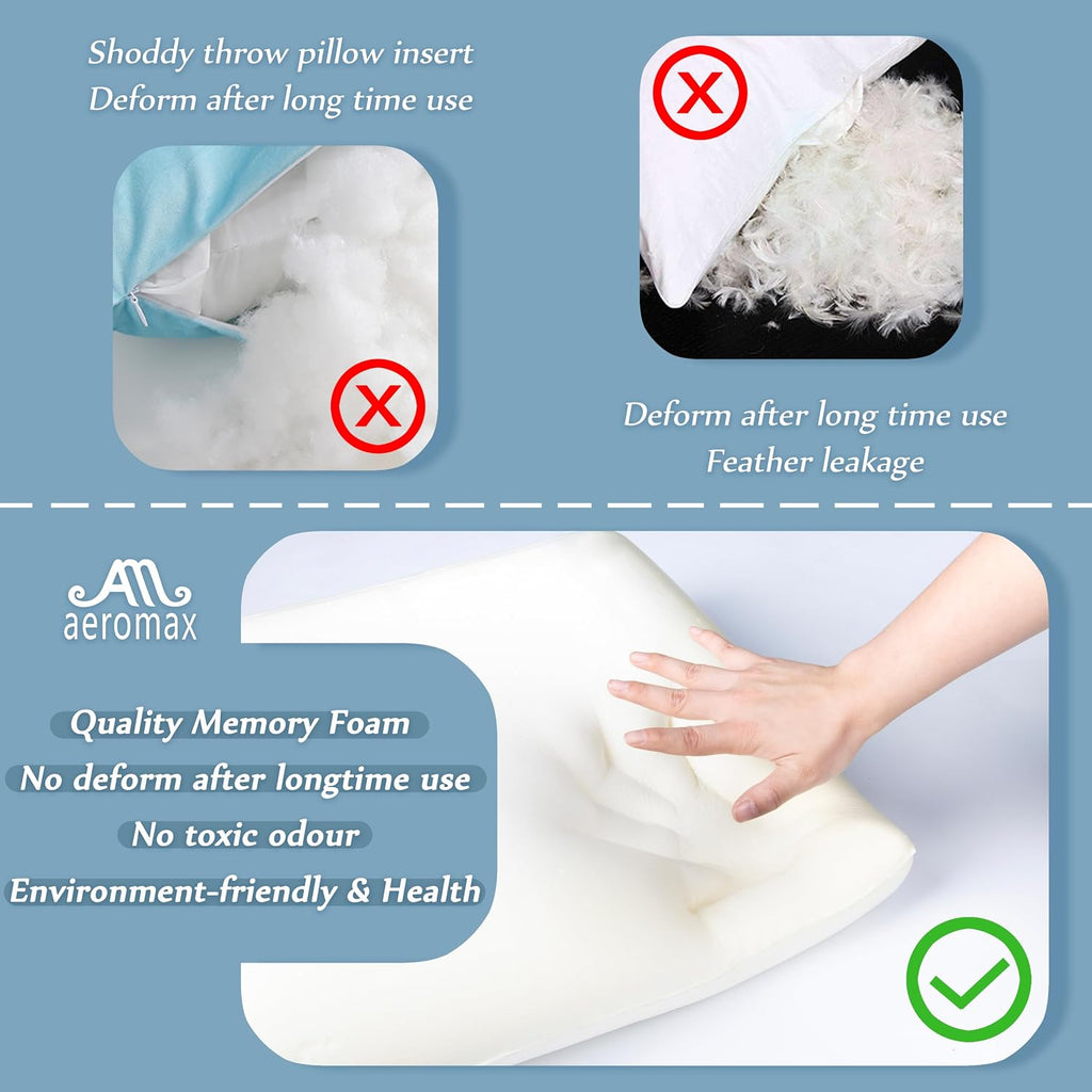 Amaeromax AM AEROMAX 12 × 20 Throw Pillow Memory Foam Pillow Insert - Rectangular Lumbar Support Pillow for Decorative Cushion Bed Couch So…