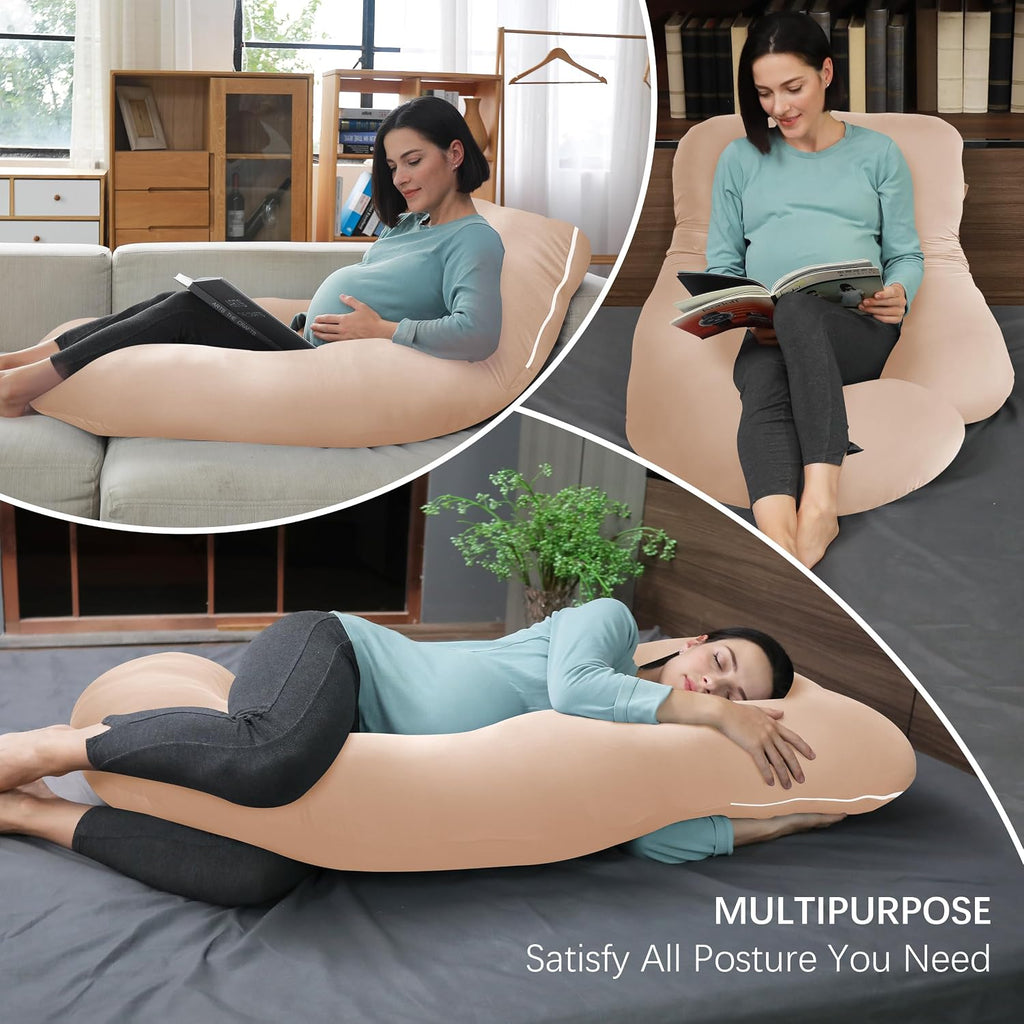 Moonpark MOON PARK Pregnancy Pillows for Sleeping - U Shaped Full Body Maternity Pillow with Removable Cover - Support for Back, Legs, Bell…