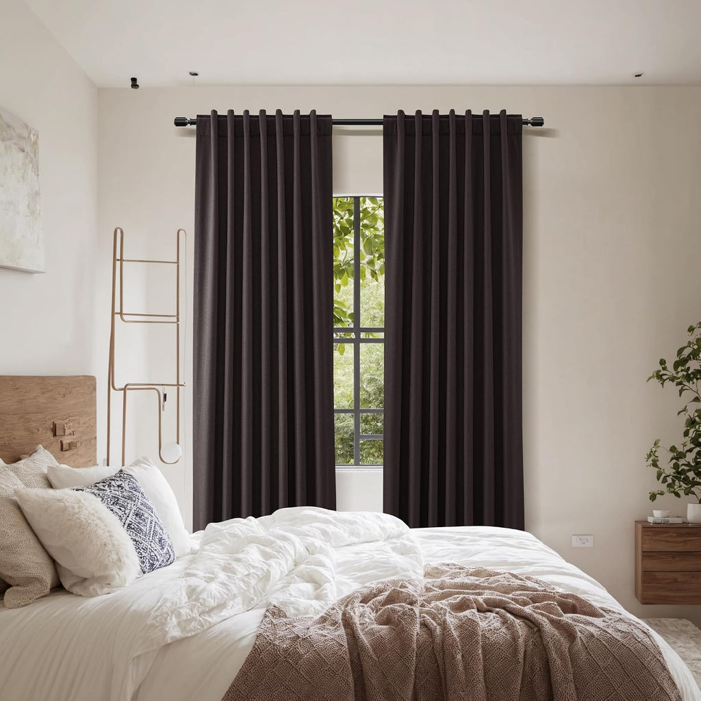 Guken 100% Blackout Curtains 108 Inch Length 2 Panels Set for Living Room Bedroom Back Tab Thermal Insulated Black Out Linen Drapes Room Da…