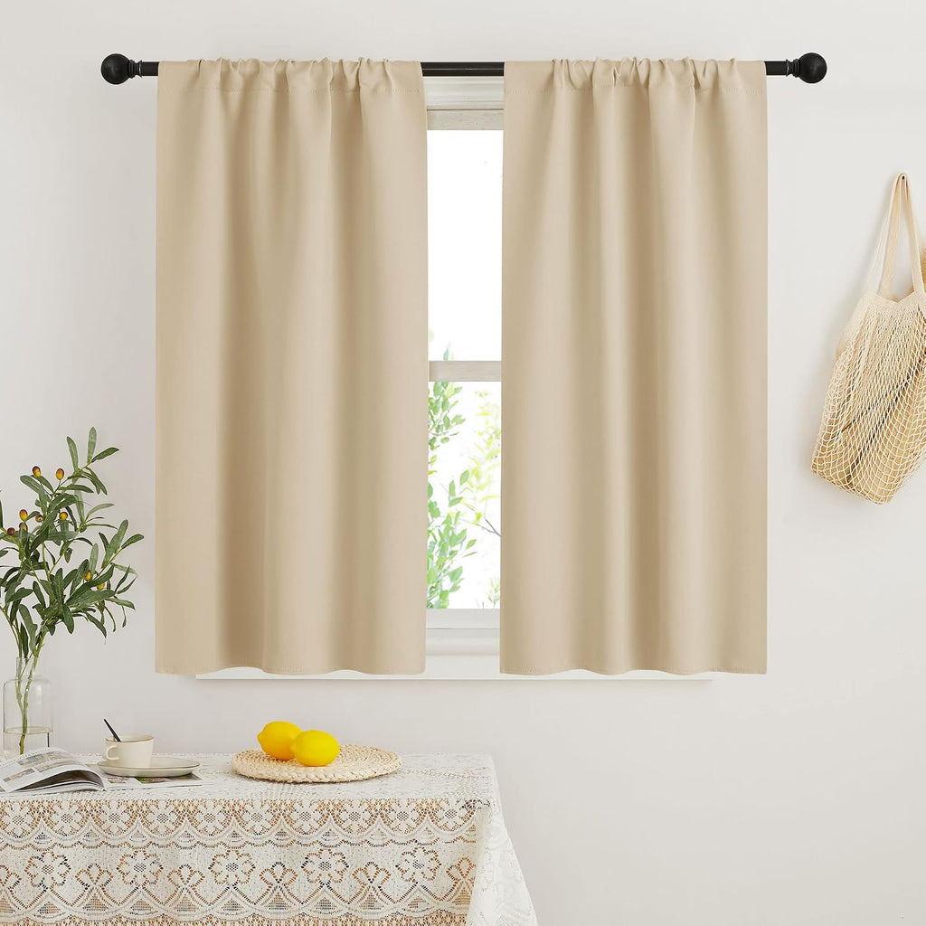Rybhome RYB HOME French Door Window Curtain Covering, Rod Pocket Thermal Insulated Privacy Non See Through Drapes for Bathroom Window, Widt…