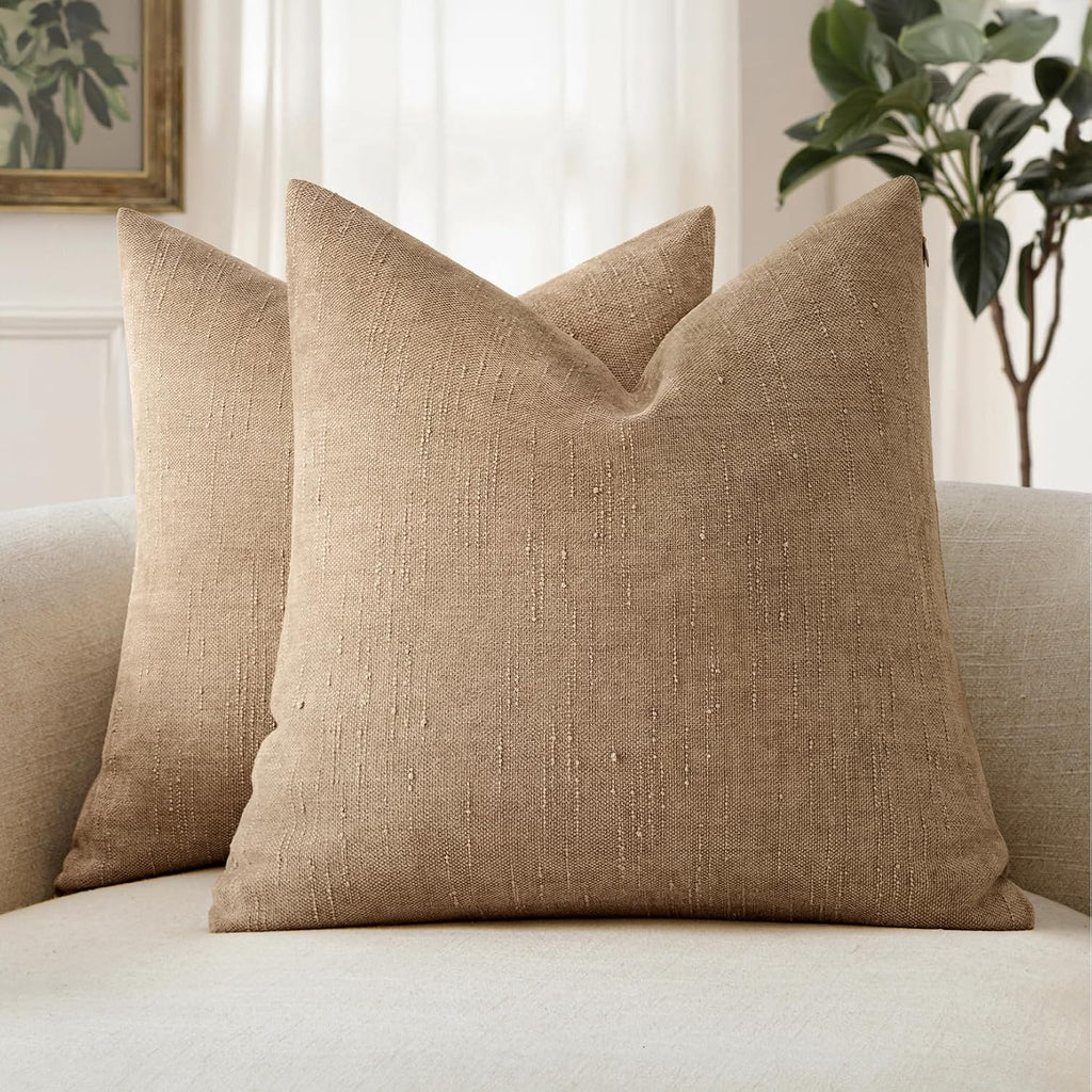 MIULEE Pack of 2 Decorative Throw Pillow Covers Soft Chenille Throw Pillows Solid Textured Cushion Covers for Couch Sofa Bedroom Living…