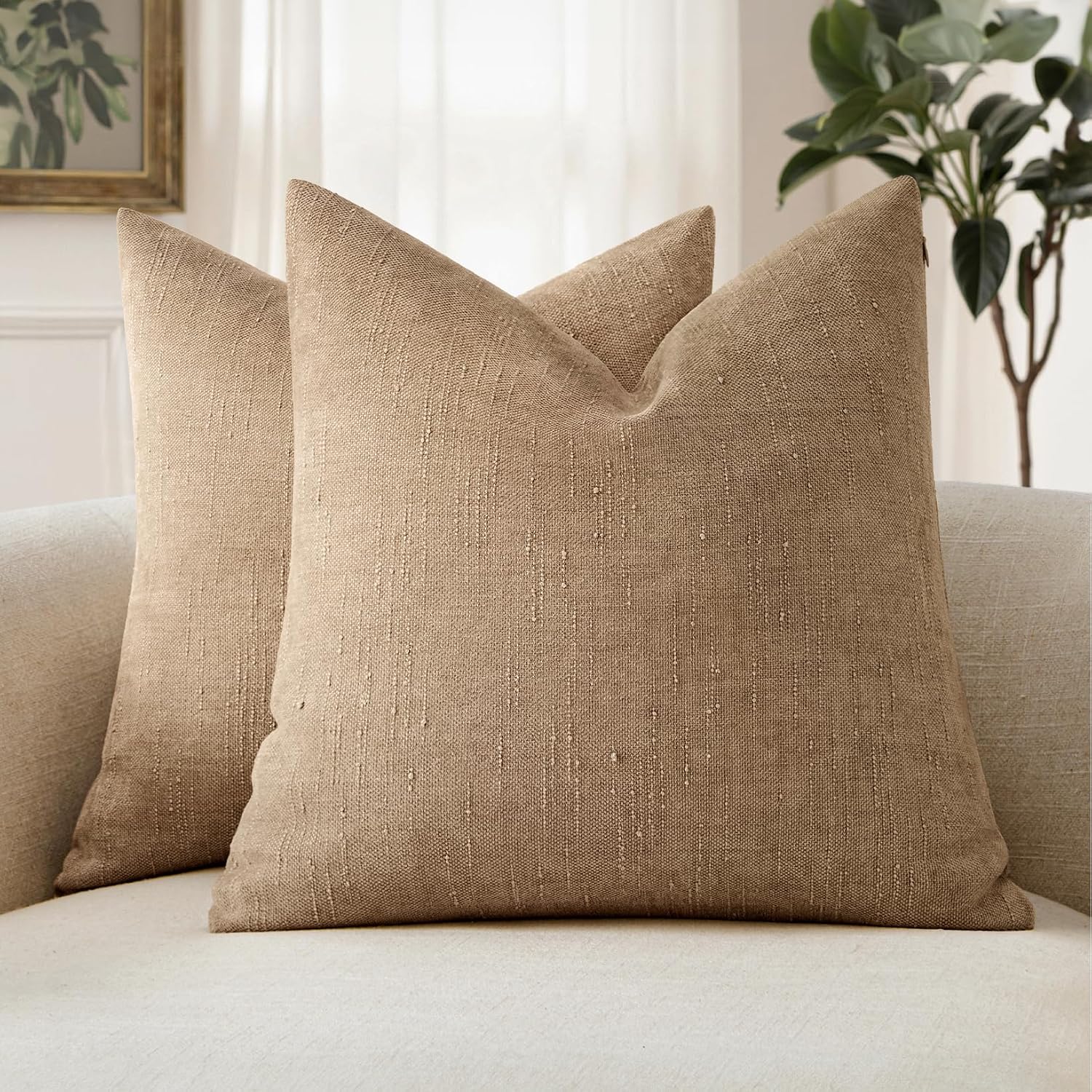 MIULEE Pack of 2 Decorative Throw Pillow Covers Soft Chenille Throw Pillows Solid Textured Cushion Covers for Couch Sofa Bedroom Living…