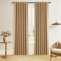 Guken 100% Blackout Linen Curtains 80 Inch Length 2 Panels Set for Living Room Bedroom Back Tab Thermal Insulated Black Out Linen Drapes Ro…