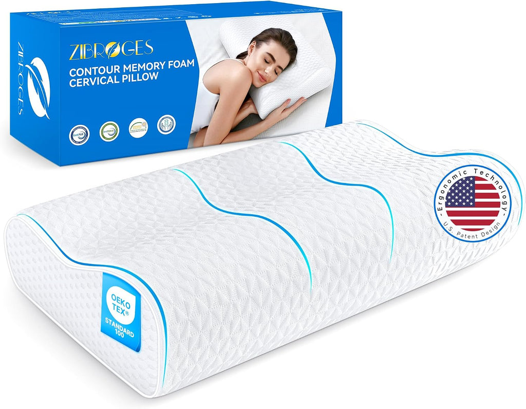 zibroges Cervical Neck Pillow King Size - Cooling Adjustable Sandwich Dynamic Memory Foam Pillows for Sleeping, Contour Pillow Ergonomic Or…