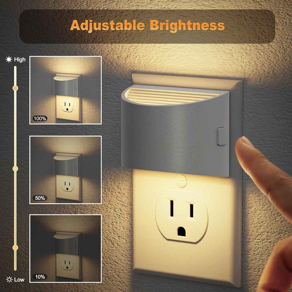 JandCase Night Light, Automatic Night Lights Plug into Wall,2 Pack Dusk to Dawn Sensor Nightlight, 3000K Soft White Brightness Adjustable N…