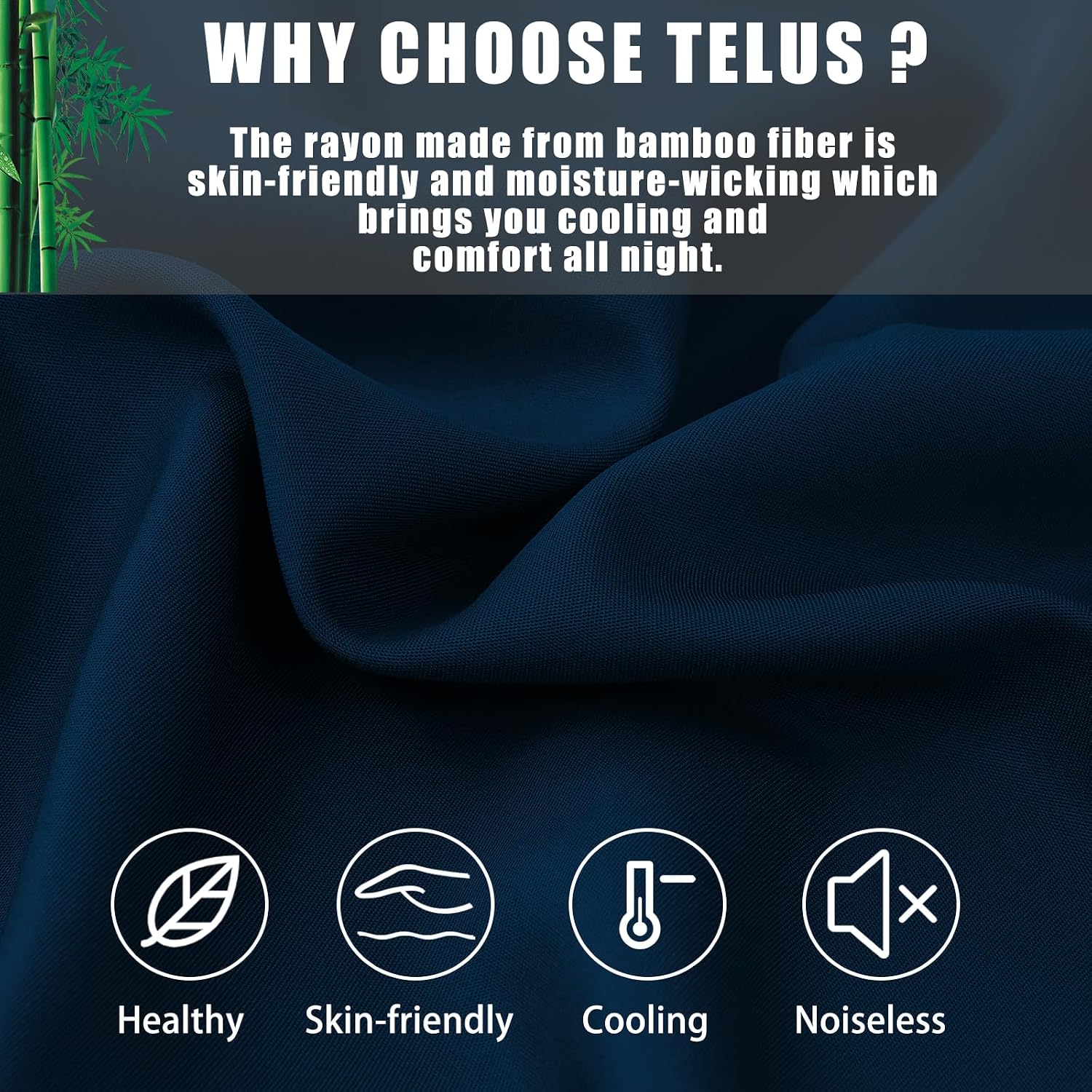 TELUS Pillow Cases Standard Size 2 Pack, Bamboo Rayon Cooling Pillowcases with Envelope Closure, Cool Breathable Pillow Case for Hot…