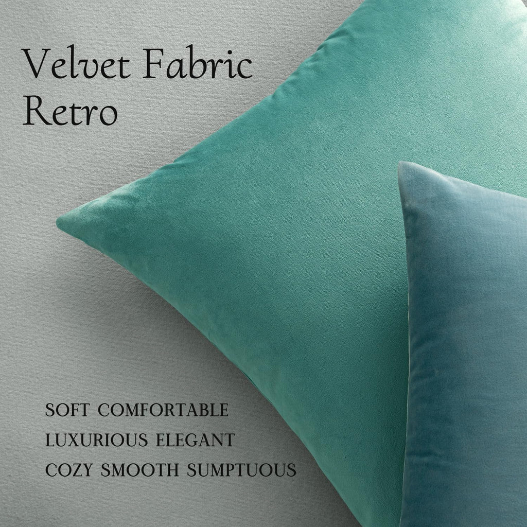 Miulee Velvet Throw Pillow Covers 16x16 Inch, Pack of 2 - Aqua Green, Soft Solid Decorative Pillow Covers Cushion Cases Modern Luxury Home…