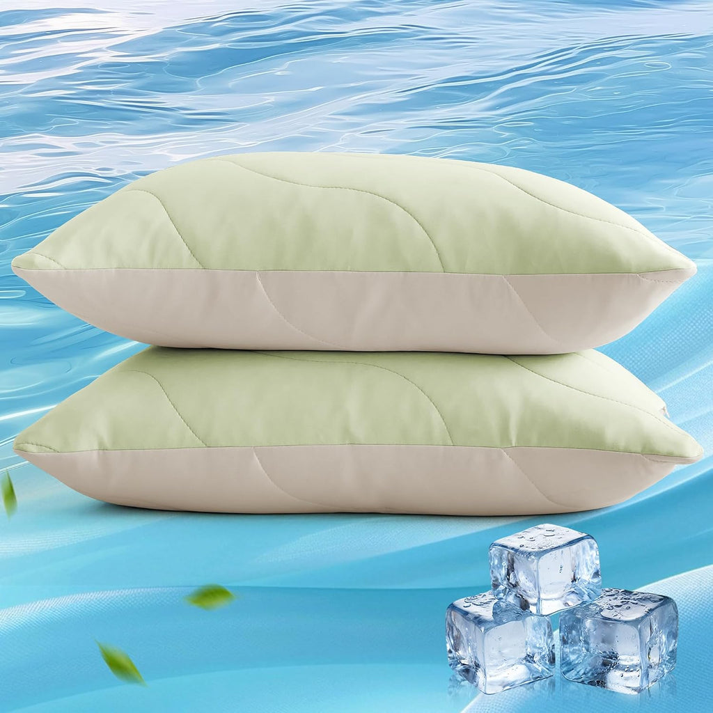 ThreeGeese Three Geese Cooling Goose Feather Down Bed Pillows Queen Size Set of 2 for Hot Sleepers, Q-Max>0.45, Cooling Hotel Bed Pillows,…