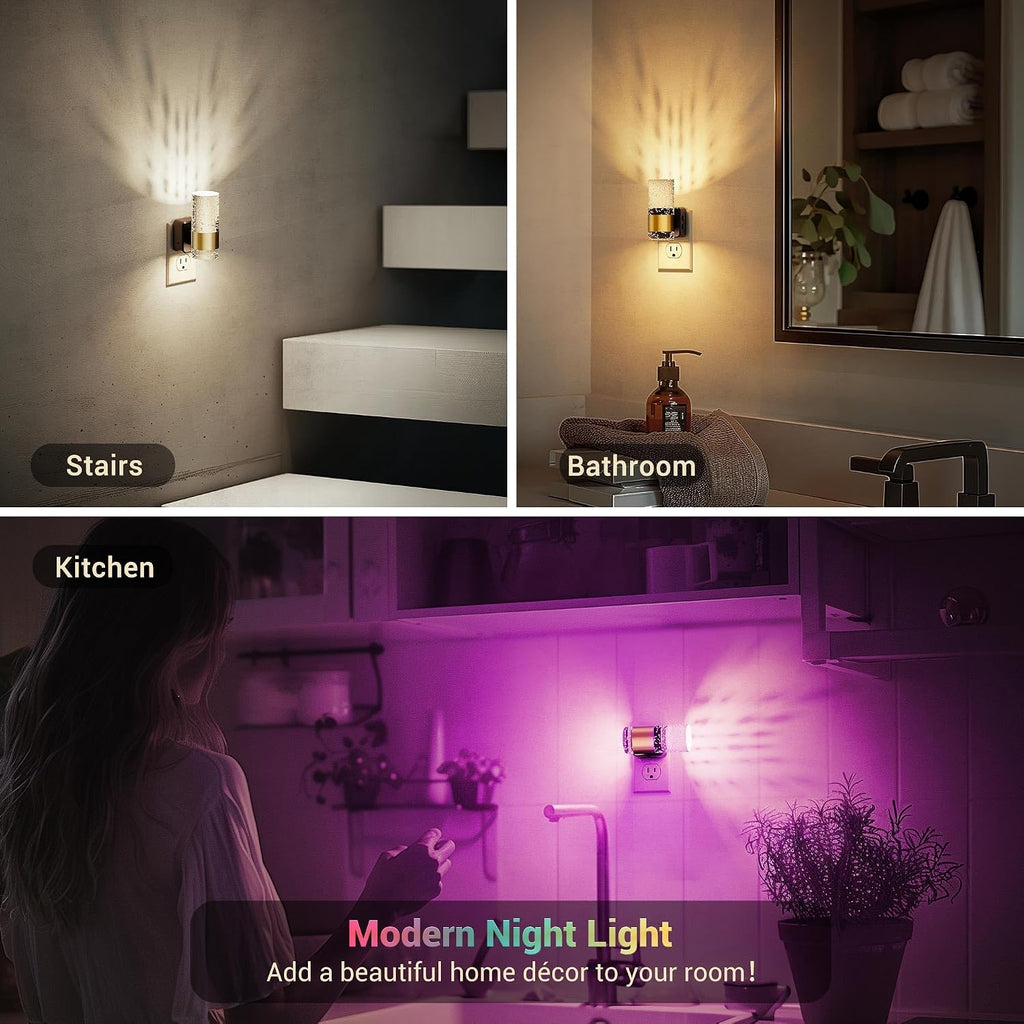 JandCase Night Lights Plug into Wall,1 Pack Color Changing Night Light for Kids with 1 Remote Control, 3000K+RGB LED Nightlight with…