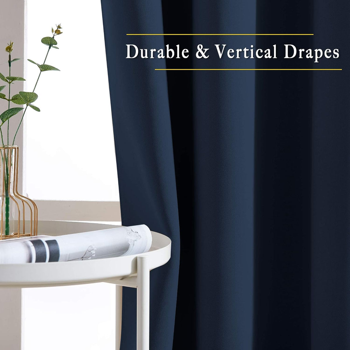 Nicetown Navy Blue Blackout Curtains for Living Room - Window Treatment Energy Saving Thermal Insulated Room Darkening Solid Grommet Panels…