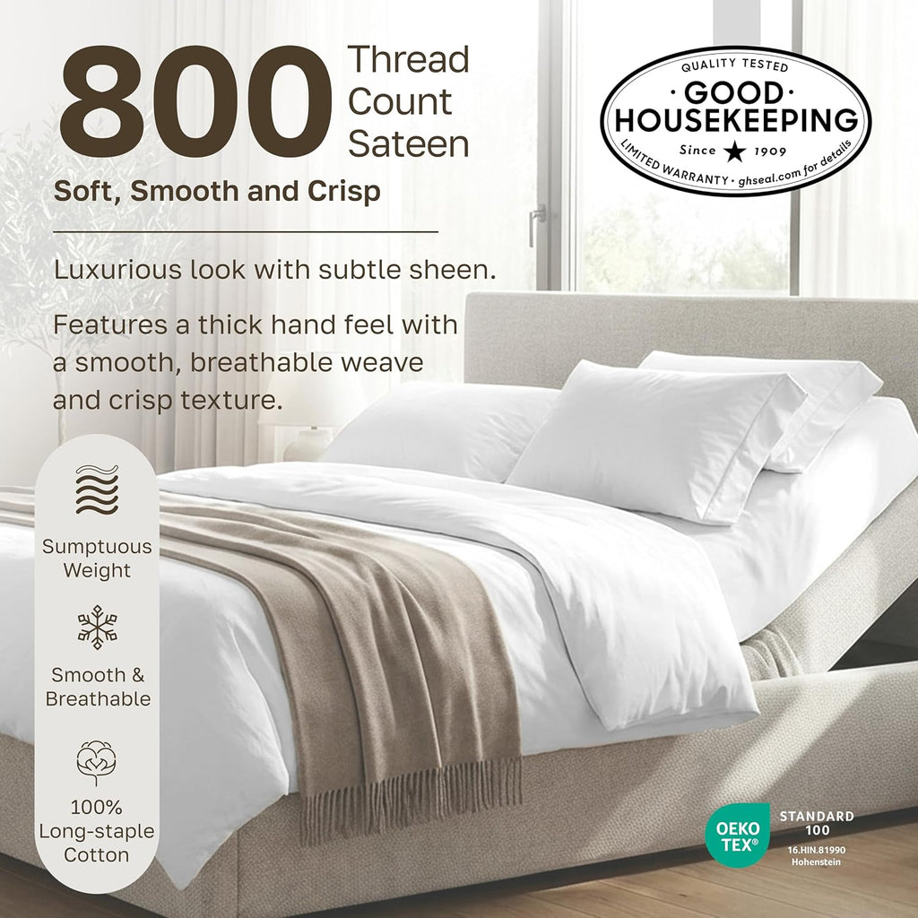 CaliforniaDesignDen CALIFORNIA DESIGN DEN Authentic Soft Split King Sheets, 800 Sateen 100% Cotton, Cooling Than Egyptian Cotton Sheets, Sp…