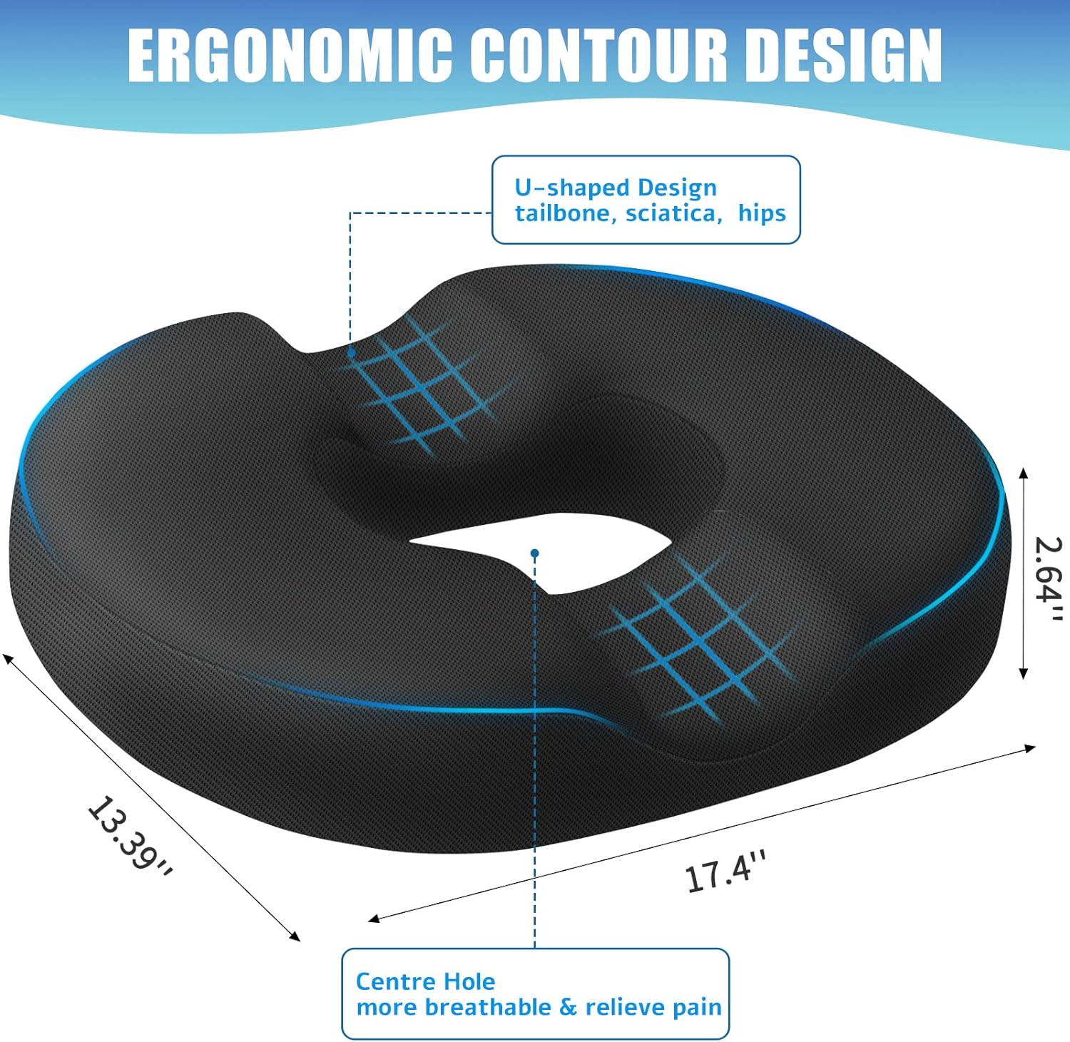 BlissTrends Donut Pillow Seat Cushion, Donut Chair Cushions for Postpartum Pregnancy & Hemorrhoids, Tailbone Cushion, Memory Foam Lifting Cush…