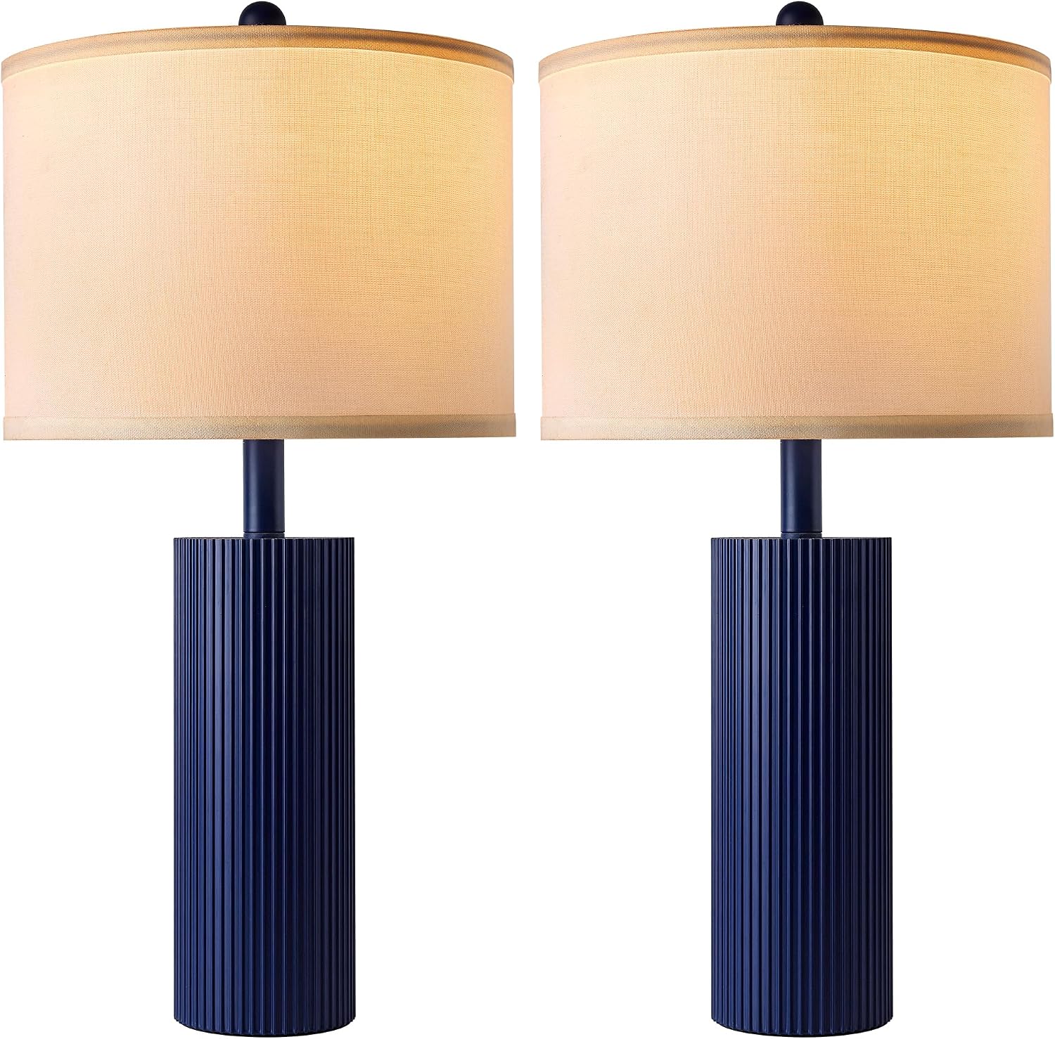 24.5" Blue Table Lamps Set of 2, Modern Living Room Touch Lamps with USB C+A Ports, 2 Bulbs Included, Table Light Fixture for Nightstand…