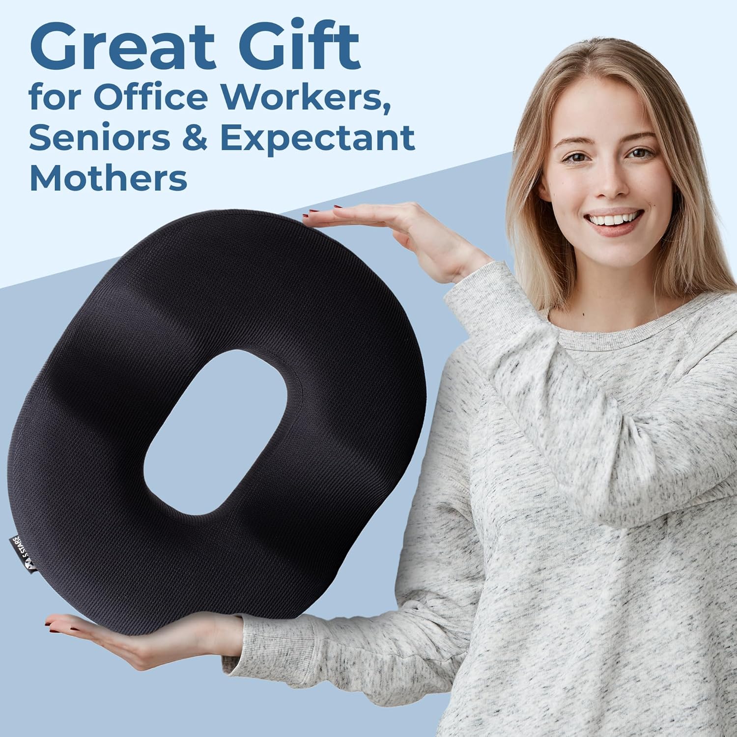 5Starsunited 5 STARS UNITED Donut Pillow Hemorrhoid Tailbone Cushion – Large Floor Cushion for – Coccyx, Prostate, Sciatica, Pelvic Floor,…