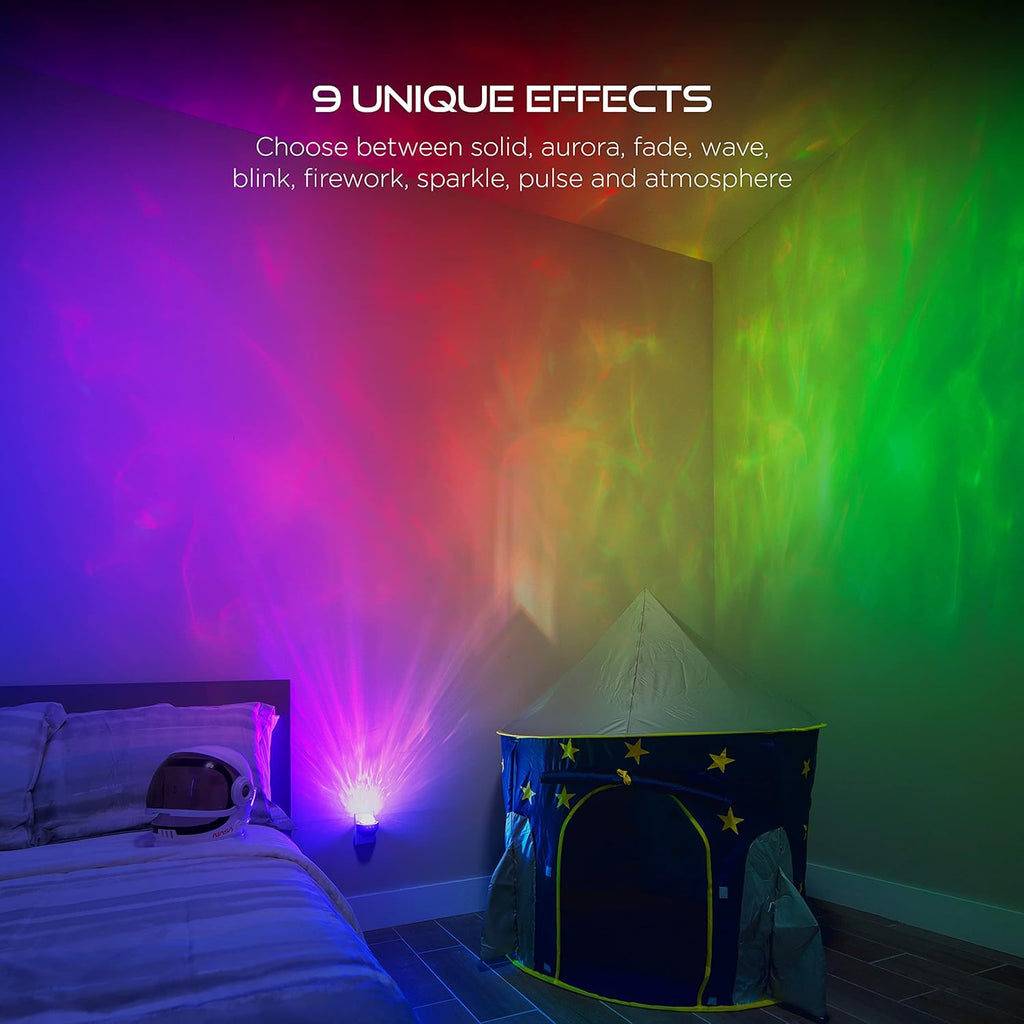 Enbrighten Galaxy Projector Plug in Night Light for Kids LED Lights for Bedroom Space Nightlight Aurora Playroom Game Room Lighting 70334-T1