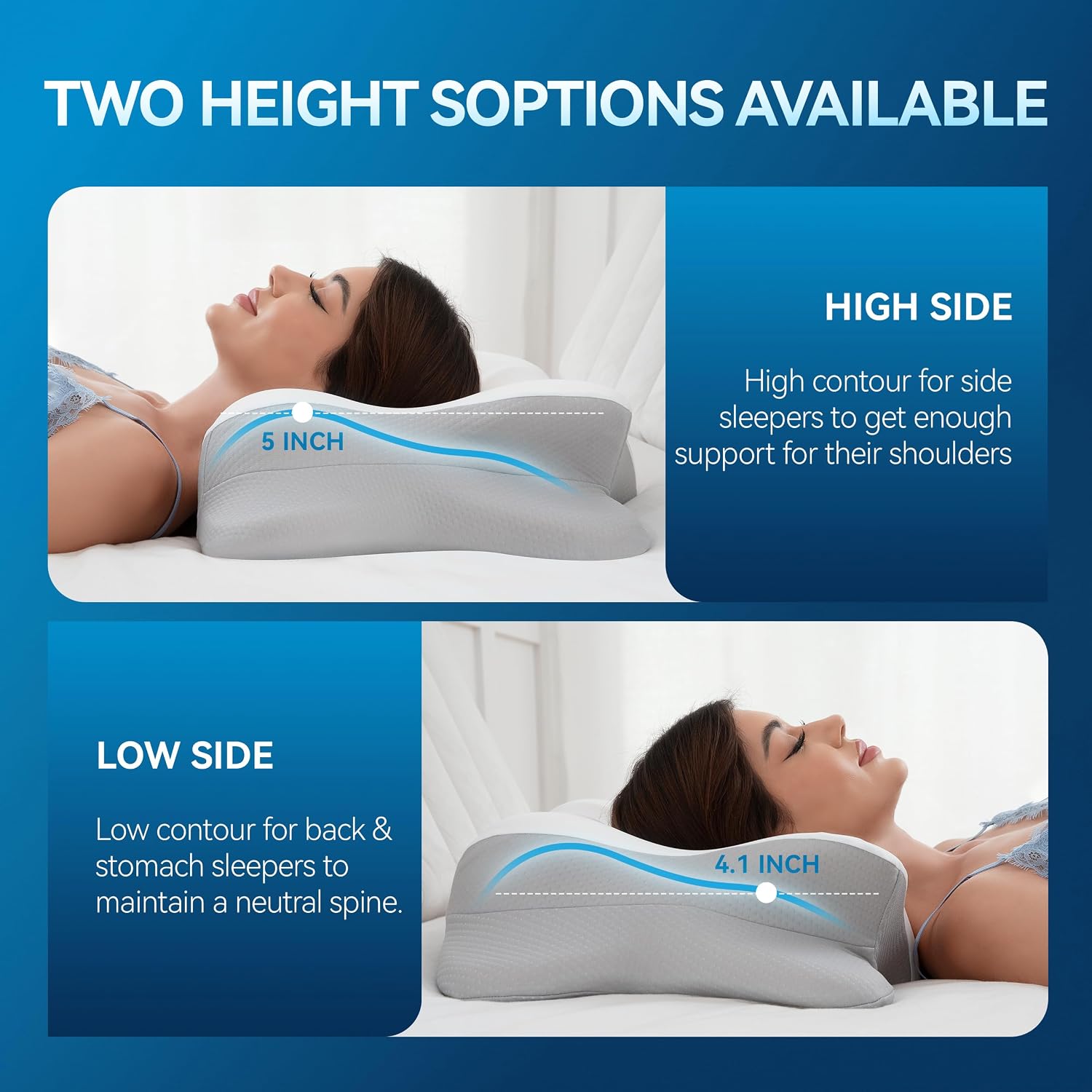 MOLBOX Cervical Neck Pillow for Neck Pain, Ergonomic Memory Foam for Side & Back Sleepers White