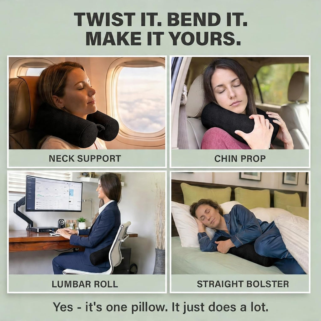 Dot&Dot Twist Memory Foam Travel Pillow for Airplanes - Travel Neck Pillow for Sleeping - Airplane Pillow for Neck Support, Chin, Lu…