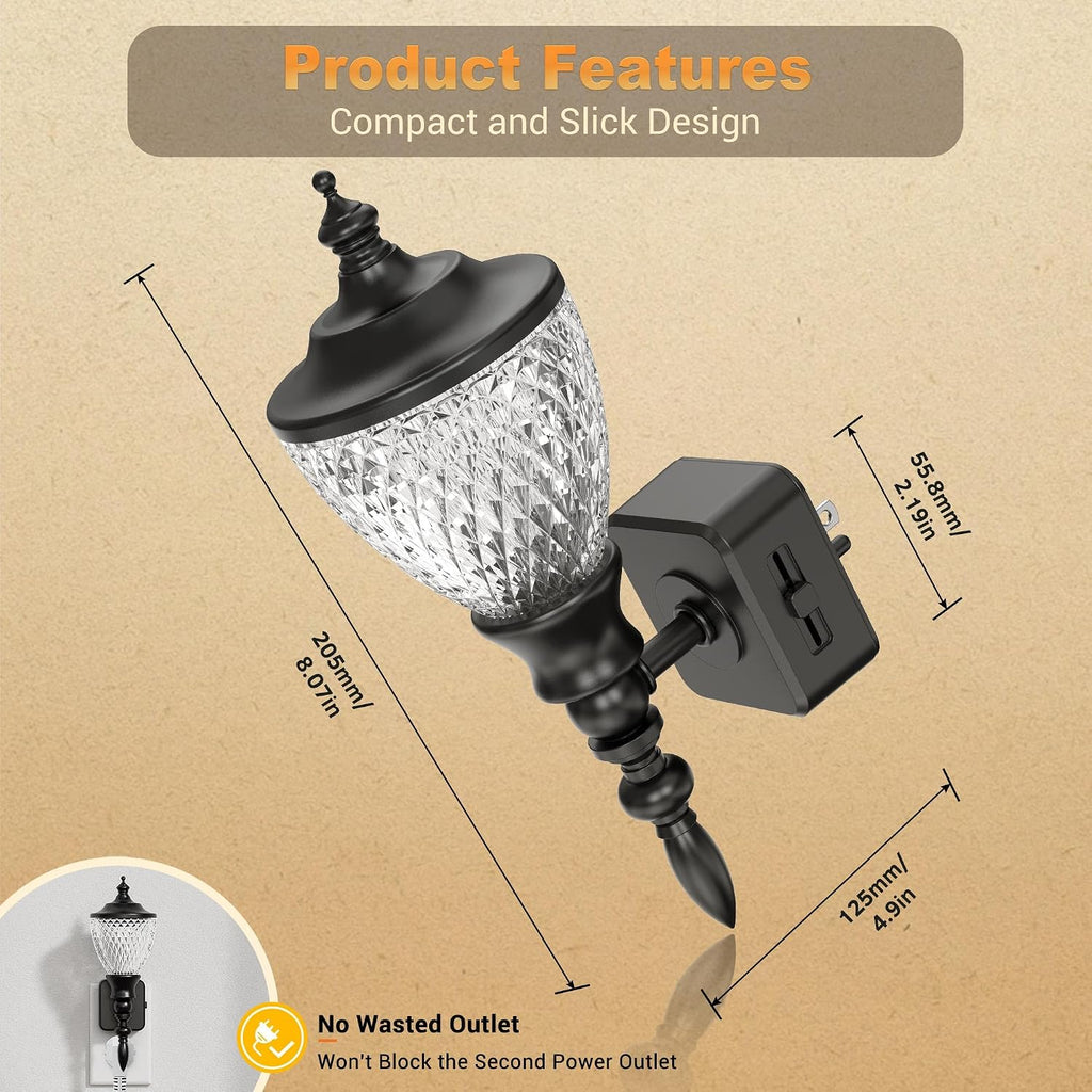 JandCase Night Lights Plug into Wall, 3000K Soft White, Dusk to Dawn Sensor, 0-100LM Dimmable Industrial Night Light, for Bedroom…