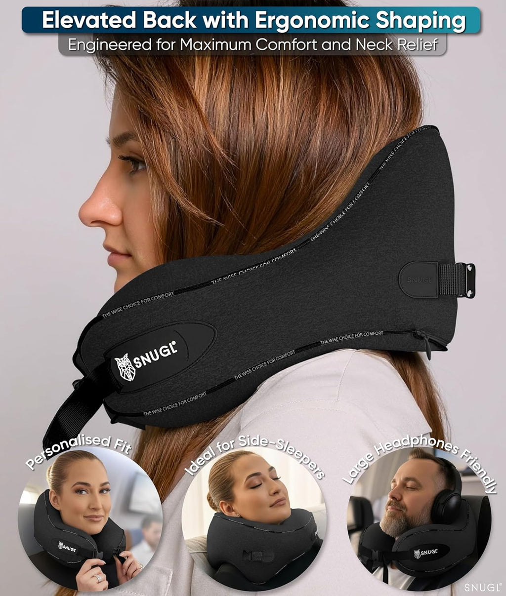 Snugl Travel Pillow – Neck Pillow Airplane, Travel Pillows for Airplanes, Neck Pillows Memory Foam – Road Trip Essentials for Adults – Trav…
