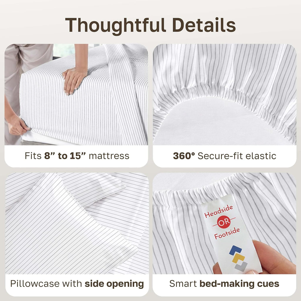 CaliforniaDesignDen California Design Den Soft 100% Cotton Twin XL Bed Sheets Set, 400 Thread Count Good Housekeeping Award Winner, Smooth…