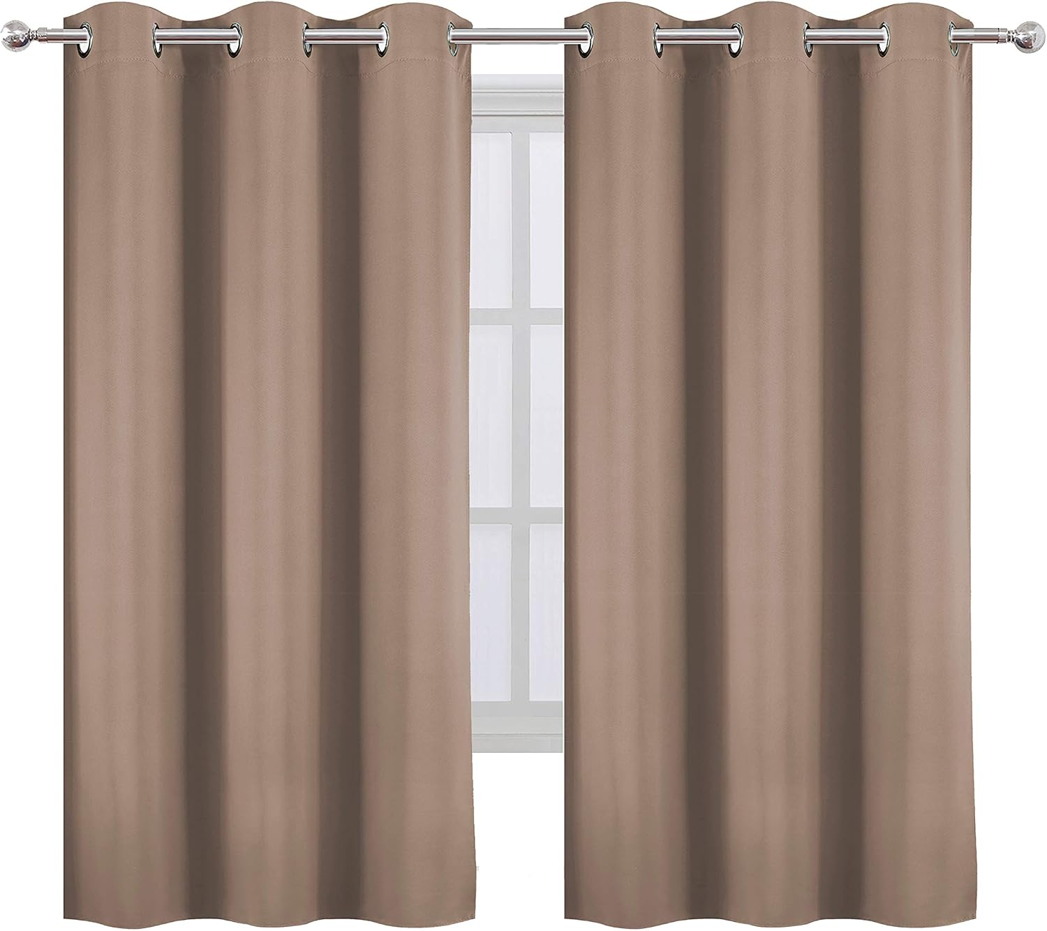 Lemomo Cappuccino Blackout Curtains 42 x 63 Inch Length/Set of 2 Curtain Panels/Thermal Insulated Room Darkening Blackout Curtains for Bedr…