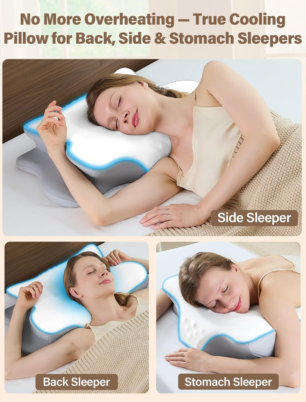 Vjasd Cervical Neck Pillow for – Ergonomic Memory Foam Pillow for Side Sleeper Contour Orthopedic Bed Pillow for Neck Support with Cooling…