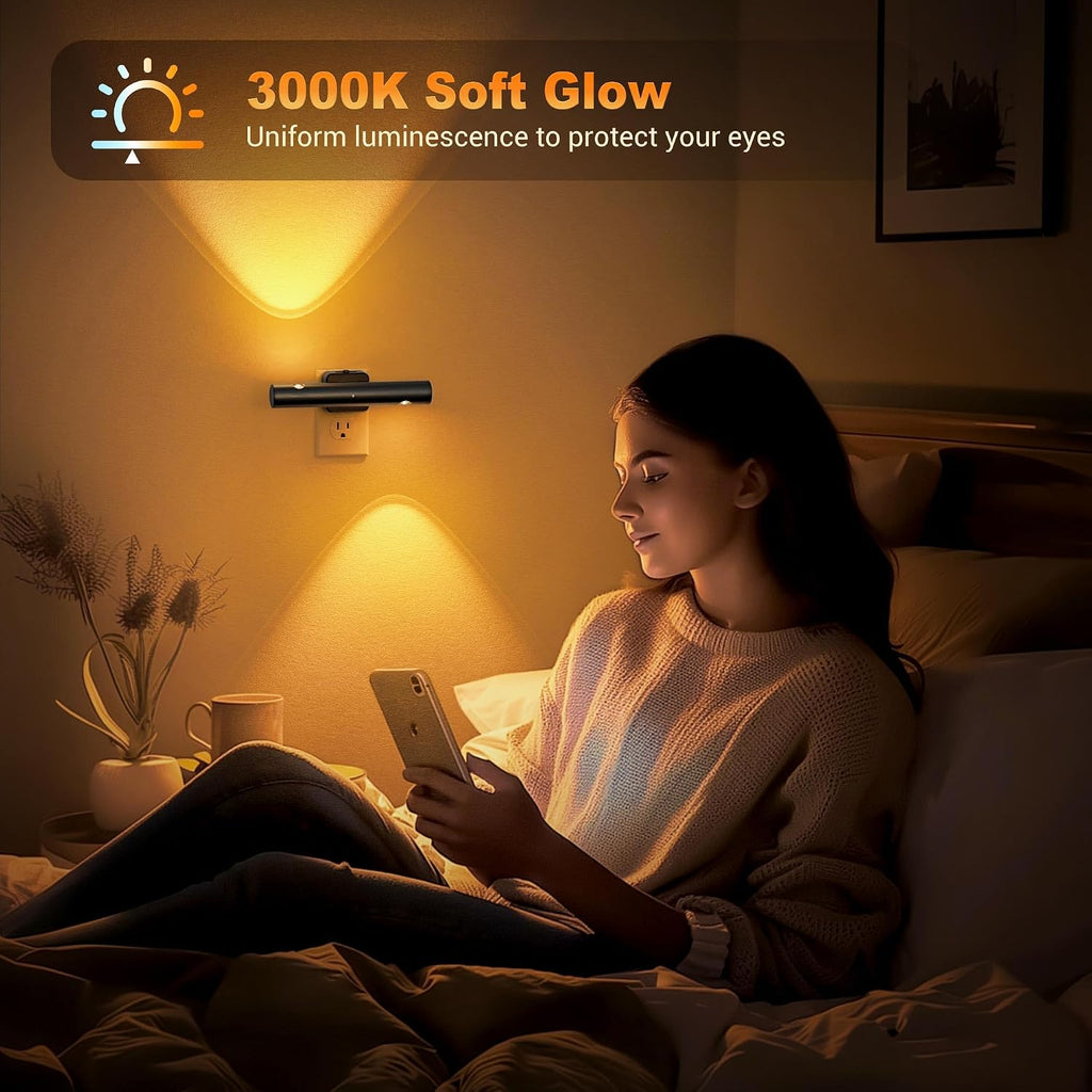 JandCase LED Amber Night Light, 180° Rotatable Night Lights Plug into Wall, 0-100LM Adjustable Brightness with Dusk-to-Dawn Sensor…