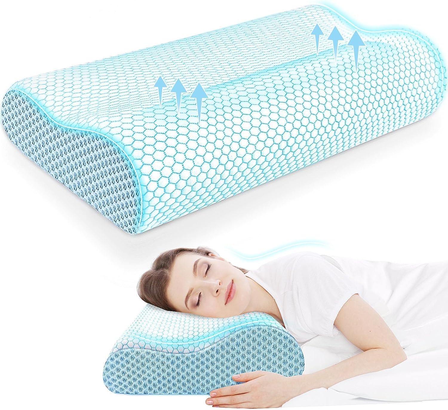 CloudBliss Neck Pillow for Sleeping, Ergonomic Cervical Neck Pillow for Neck, Memory Foam Pillow fit Neck Contour, Bed Pillow for Side Bac…