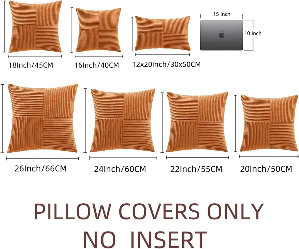 Fancy Homi 2 Packs Burnt Orange Decorative Throw Pillow Covers 20x20 Inch for Living Room Couch Bed Sofa, Rustic Farmhouse Boho Home…