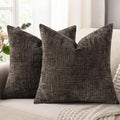decorUhome Dark Brown Chenille Throw Pillow Covers 16x16 Set of 2 Textured Soft Cozy Slubby Couch Pillow Covers Modern Farmhouse Boho Decor…