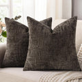 decorUhome Dark Brown Chenille Euro Sham Throw Pillow Covers 22x22 Set of 2 Textured Soft Cozy Slubby Couch Pillow Covers Modern Farmhouse…