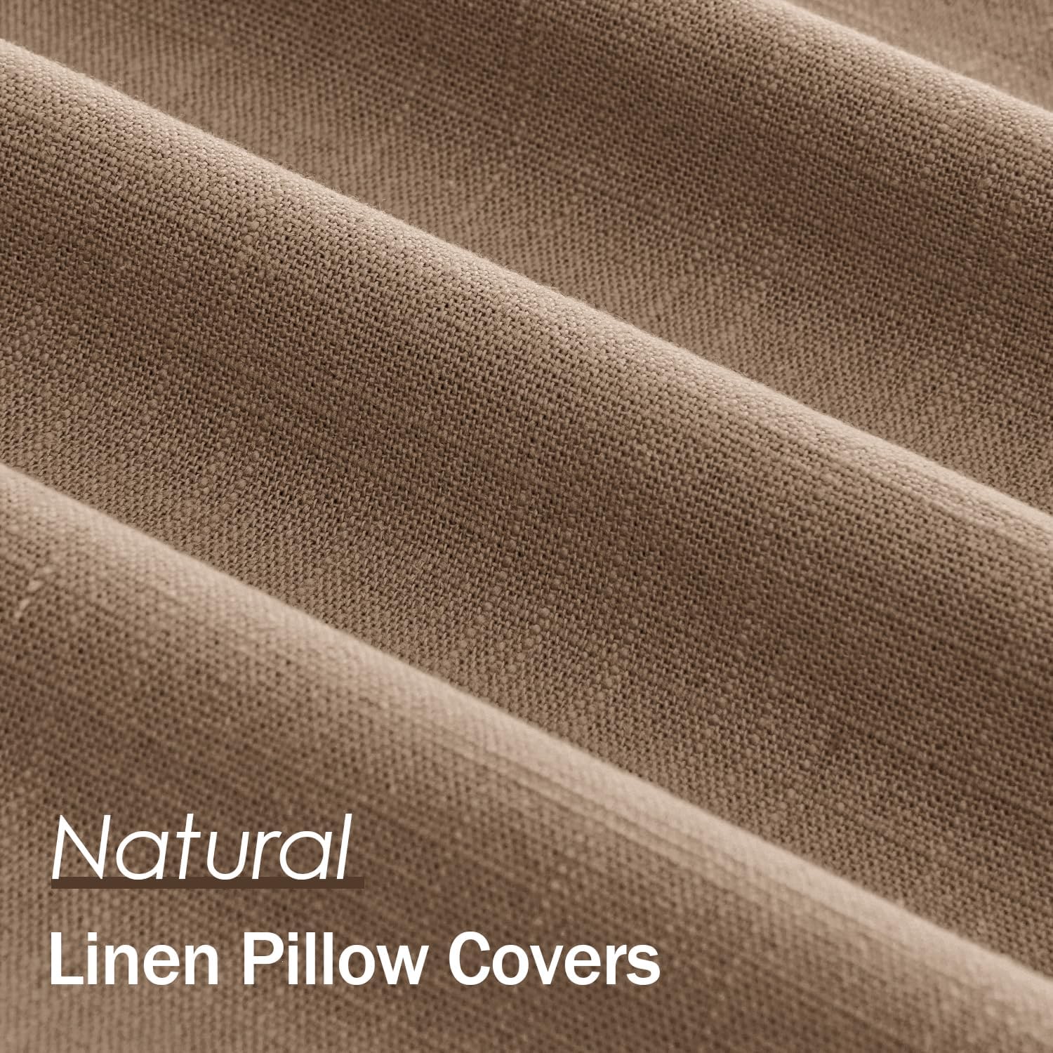 Anroduo Pack of 2 Decorative Linen Pillow Covers Coco Brown Neutral Farmhouse Boho Soild Cushion Case Soft Accent Pillowcase for Couch Sofa…