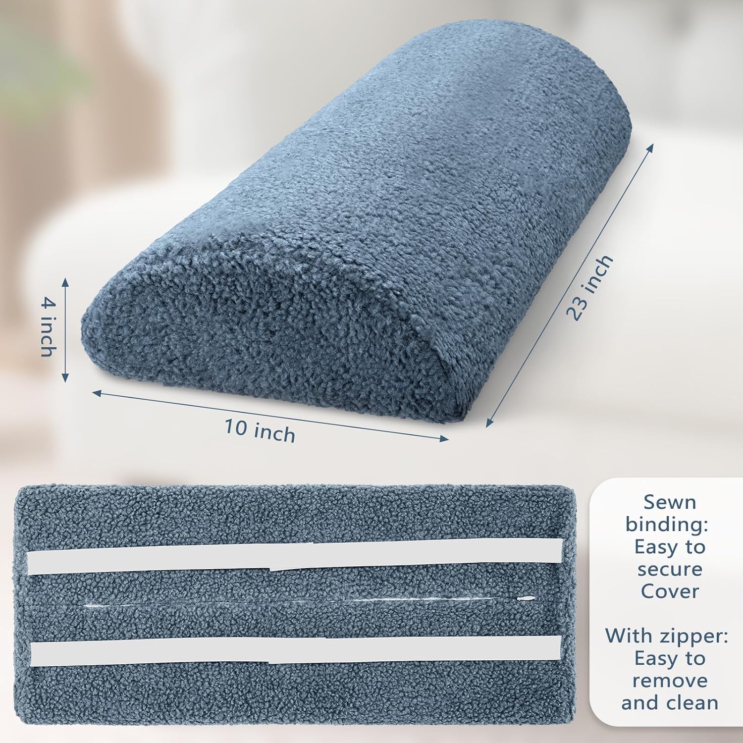 Wesiti Recliner Foot Pillow Cushion High Resilience Sherpa Memory Foam Bolster Sleeping Rest Multipurpose Half Roll Leg Pillow Suitable…