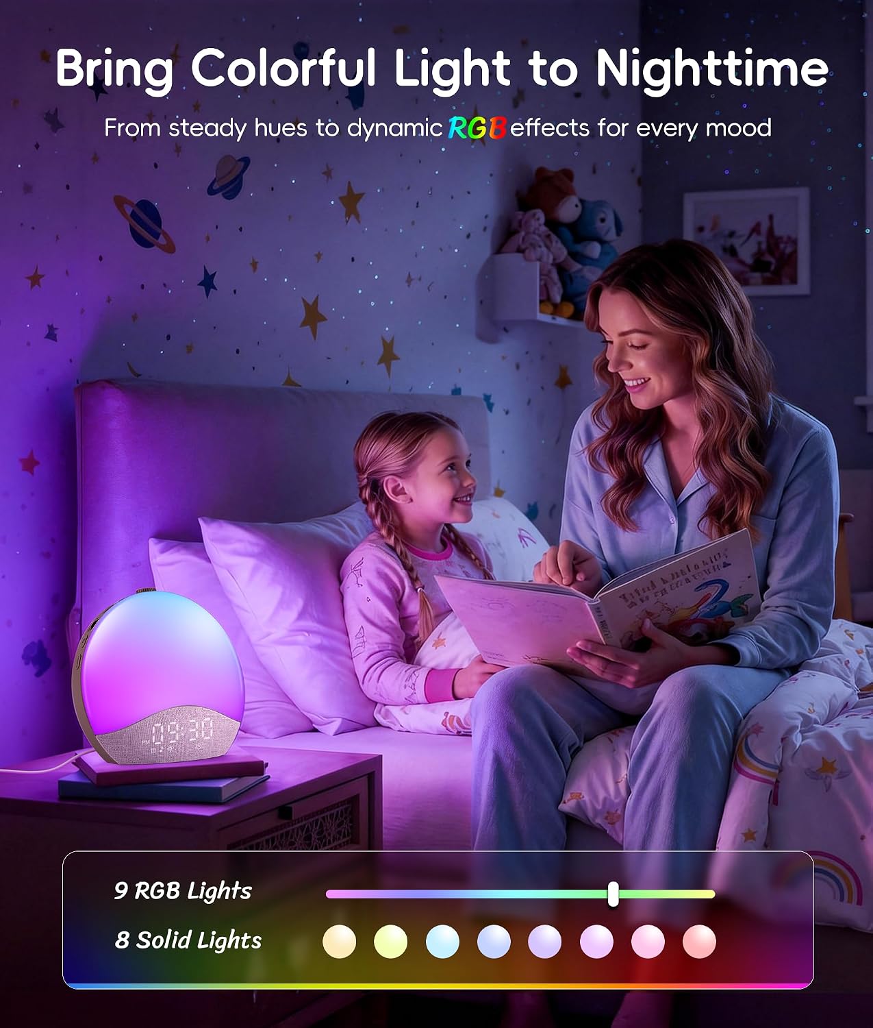 ecozy Sunrise Alarm Clock for Bedroom, White Noise Sound Machine, 26 Soothing Sounds, 17 Night Lights, Bluetooth Speaker, Music-Sync…