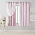 Bujasso Pink Blackout Curtains with Sheer Overlay Mix and Match Double Layer 80% Room Darkening Window Treatment Set for Girls Bedroom Livi…