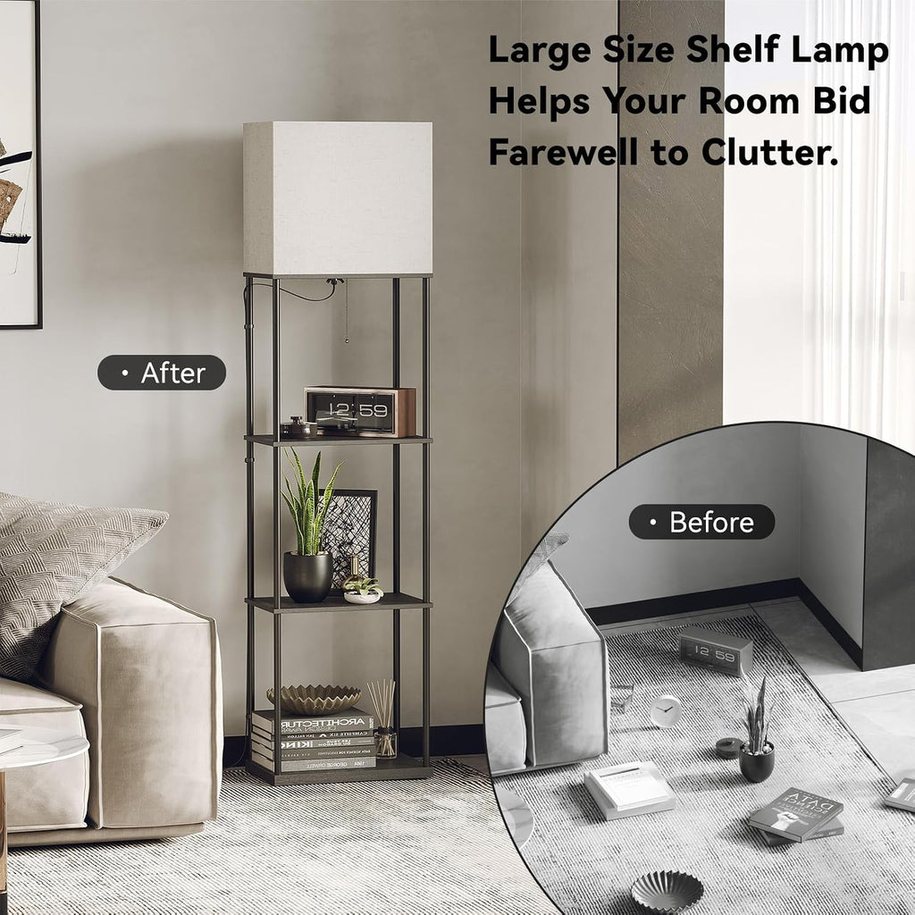SUNMORY Large Size Floor Lamp with Shelves, 4-Tier Modern Standing Lamp with 3 Color Temperature Bulb, Tall Floor Lamp with Shelf, Corner…