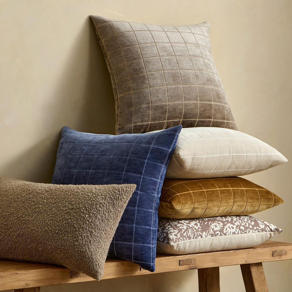 Miulee Decorative Chenille Check Throw Pillow Covers Vintage Plaid Couch Pillows 22x22 Inch Set of 2 Neutral Boho Farmhouse Cushion Covers…