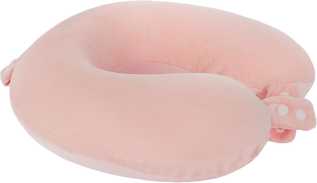 Travel Neck Pillow, Top Memory Foam Pillow for Head Support, Ideal for Airplanes, Cars, and Home Recliners, Adjustable and Soft (Pink)