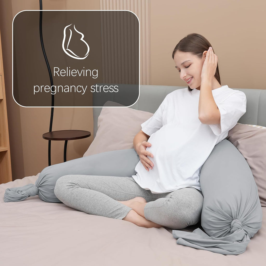 Moonpark MOON PARK Pregnancy Pillow - Incredibly Smooth and Soft Cooling Cover I Shaped Full Body Maternity Pillow with Removable Cover - S…