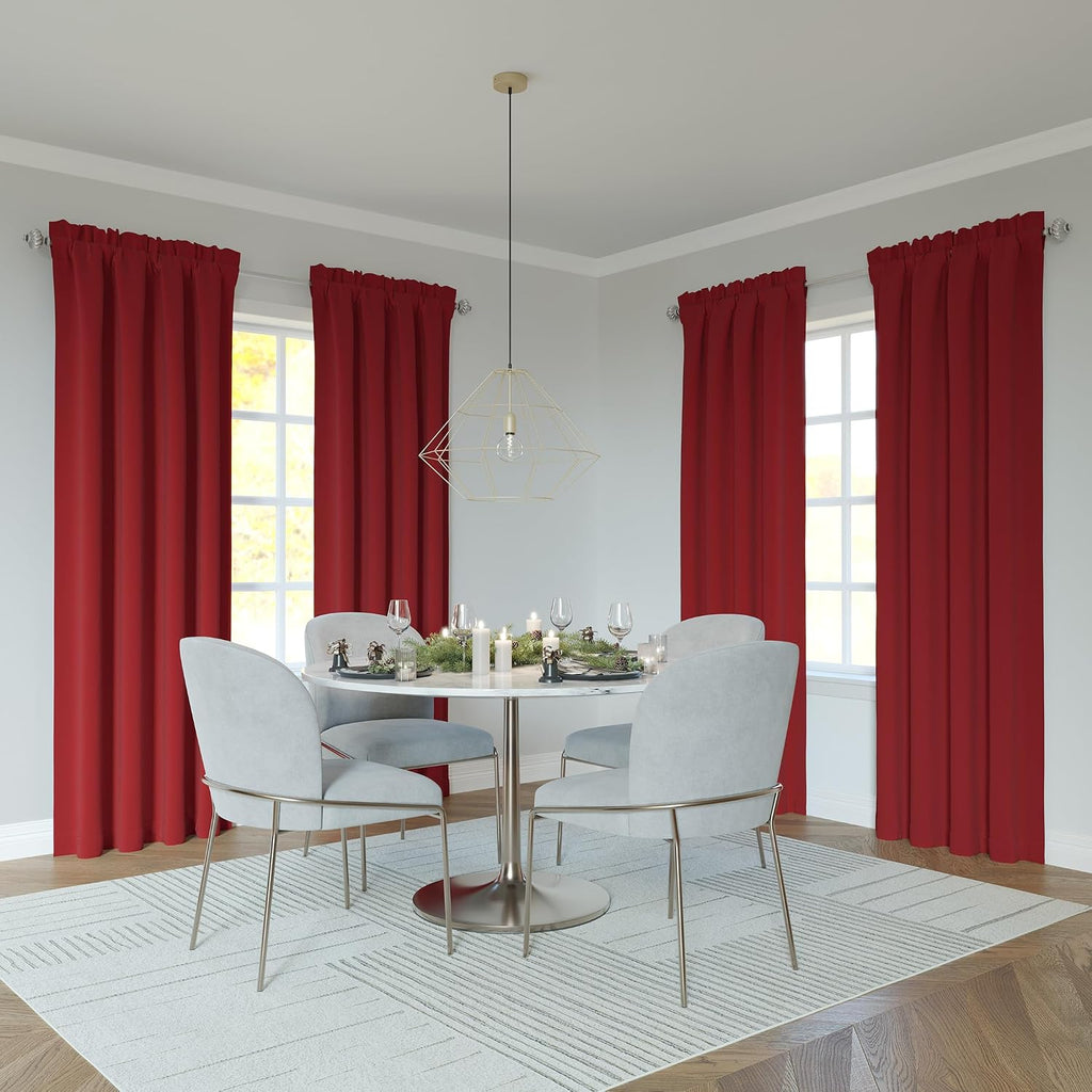 Sun Zero Oslo Theater Grade Extreme 100% Blackout Rod Pocket Curtain Panel, 52" x 84", Holiday Red