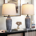 CINSARY 25" Retro Distressed Black Farmhouse Jar Table Lamps Set of 2, 3 Way Touch Control Rustic Bedside Lamps with USB A+C Ports & AC…