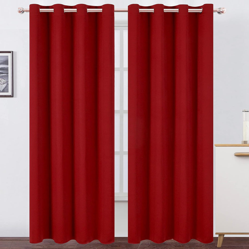 Lemomo Red Curtains 52 x 84 Inch Long/Blackout Curtains Set of 2 Panels/Room Darkening Thermal Insulated Bedroom Curtains Drape 84 Inch Red