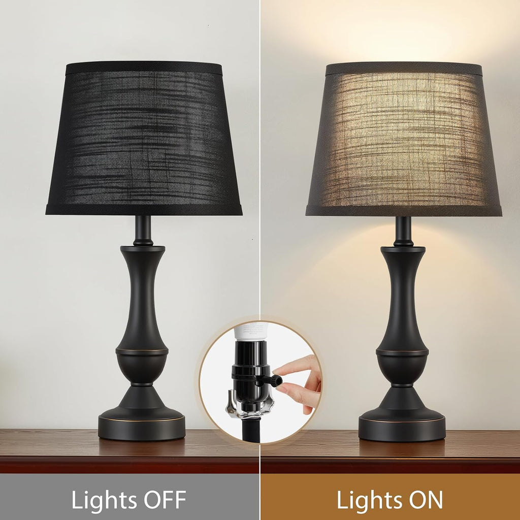 Luvkczc Table Lamp Set of 2, 19" Mordern Bedside Lamps for Living Room & Bedroom, Linen Shade Desk Lamps for Nightstand, Office…