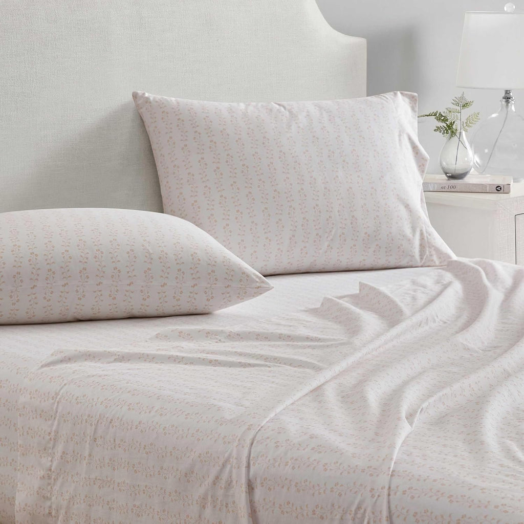 MarthaStewart Martha Stewart - Twin Size Sheets Set, Crisp & Tailored Cooling Sheets w/a Naturally Smooth Cotton Percale Lightweight Feel -…
