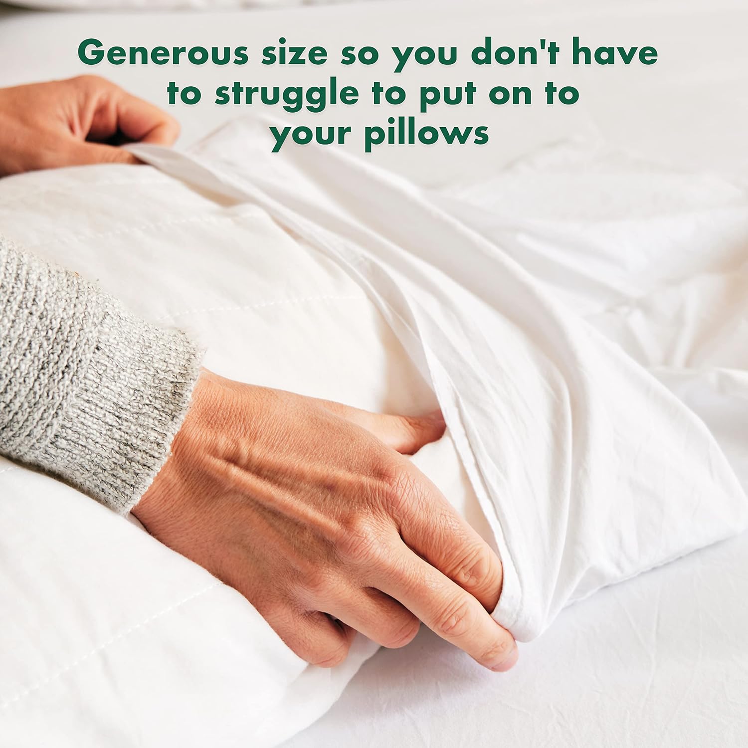 linensland® Pillowcases Set of 4 – White 100% Cotton Percale – Soft & Breathable Pillow Covers – Cotton with Envelope Closure – 20" x 30"…